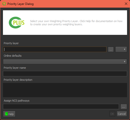 Priority layer editing/adding dialog