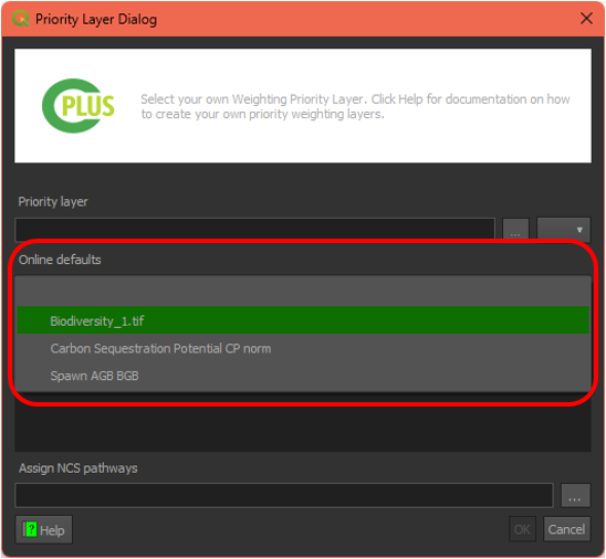 Priority layer editing/adding dialog