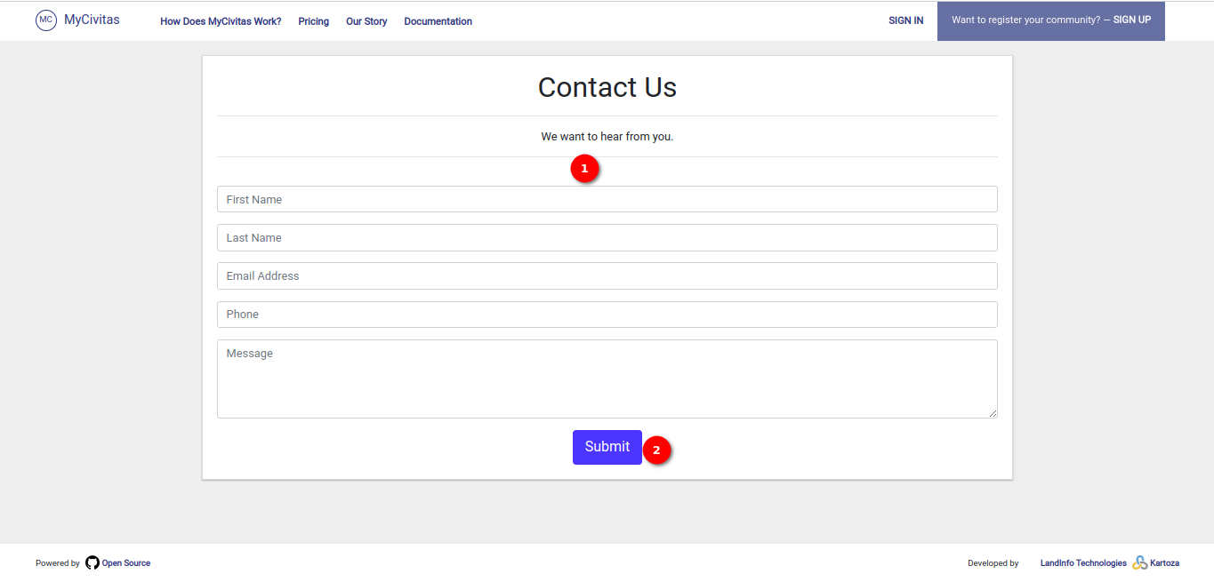 contact page