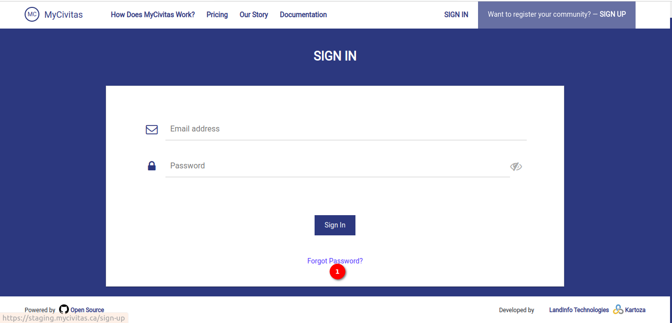 sign-in page