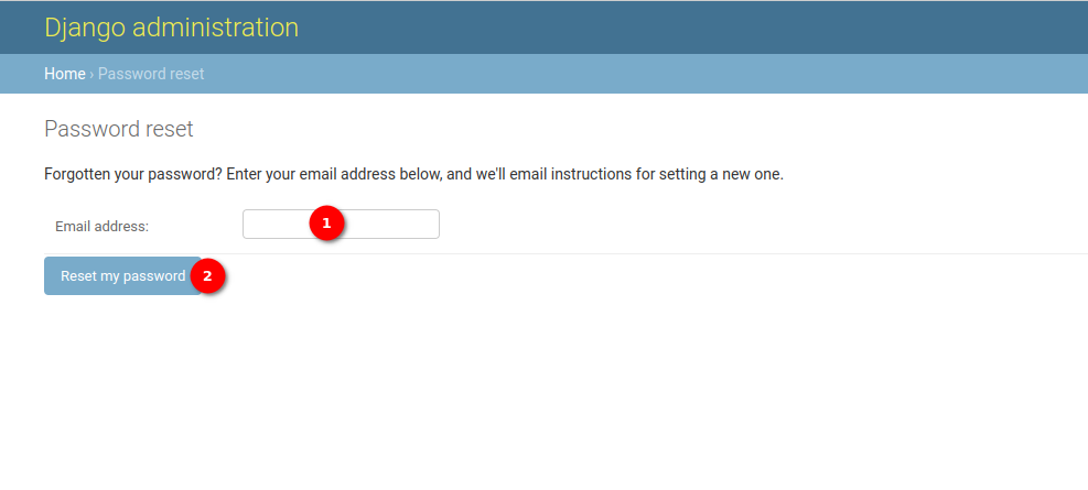 reset password page
