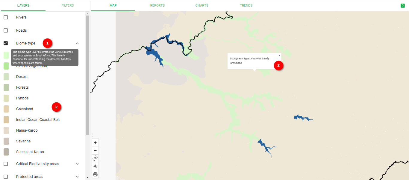 Biome Type layer with map