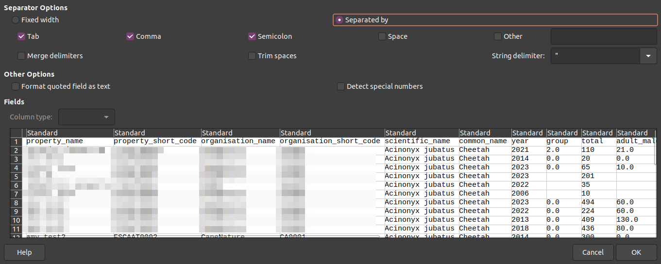 Downloaded CSV File